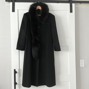 Wool dress coat with fur